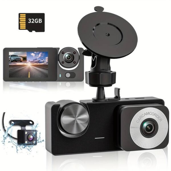3-Channel Front And Rear Car Camera, 1080P Car Camera, Infrared Night Vision, Loop Recording