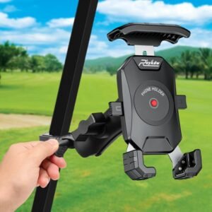 Universal Golf Cart Phone Holder with Shockproof Silicone Grip - Roykaw ABS Material Quick Rel