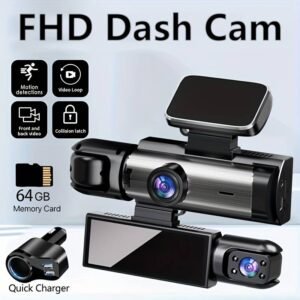 FHD Dash Cam with 1080P Dual Lens, Wide Angle Coverage, 3.16" IPS Screen, Motion Detection