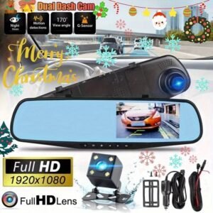 T&C HD Dash Cam with 4.3" LCD, Dual Front & Rear Recording, Reverse Camera, 24H Parking Monitor