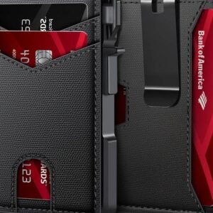 T&C 1pc Minimalist Mens RFID Blocking Slim Bifold Wallet - Carbon Fiber Texture Credit Card Holder
