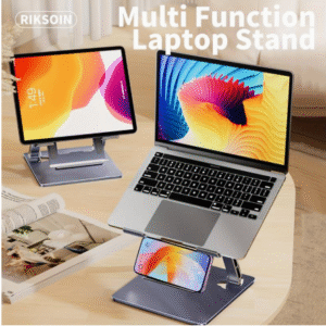 RIKSOIN Adjustable Carbon Steel Laptop Stand, Multi-Functional Folding Design with Cooling