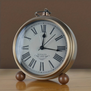 T&C 1pc Retro-Style Wrought Iron Alarm Clock with Night Light - Decorative American Creative