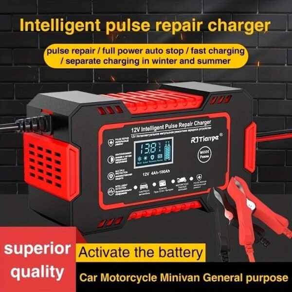 T&C [Smart Battery Charger] 12V 6A Smart Battery Trickle Charger - Car Truck Motorcycle Lawn Mower