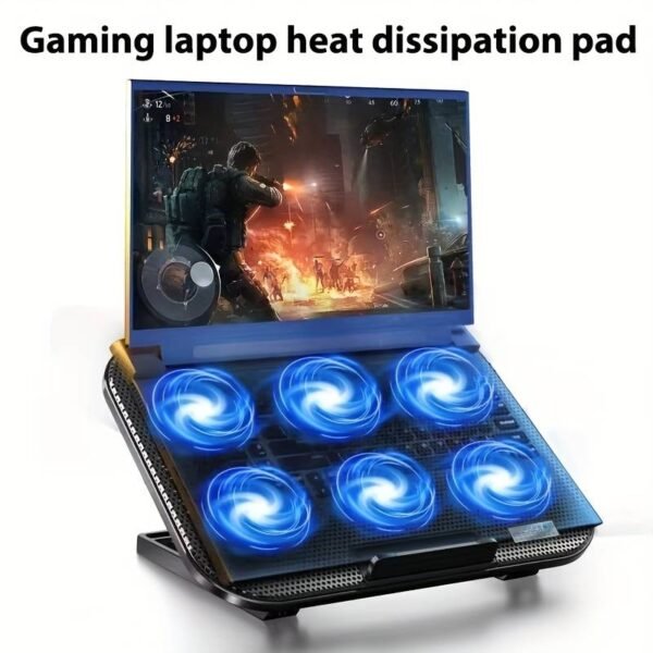 Gaming Laptop Silent Fan with Ergonomic Support and 6 Heat Dissipation Slots, Efficient Cooling