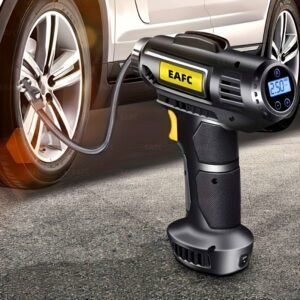 T&C 150PSI Cordless Portable Air Compressor: Car Tire Inflator Pump With Pressure Gauge & Light