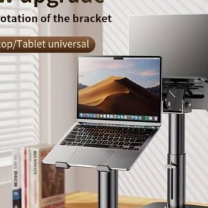 Zinc Alloy Laptop Stand, Adjustable Tripod Base, 360° Rotatable, Round Shape, Multi-Functional
