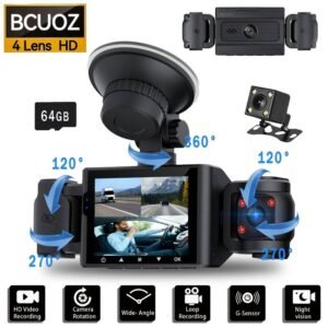 1080P Ultra FHD Car Dash Cam with Front 1080P, Rear, Left & Right 480P Recording - Optional