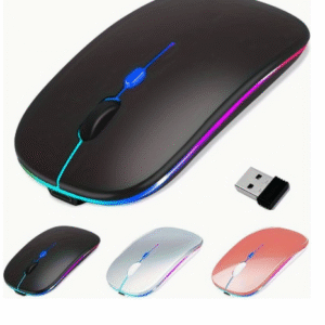 Wireless Mouse, LED Dual-Mode Rechargeable Silent Ultra-Thin Laptop Mouse, Ergonomic