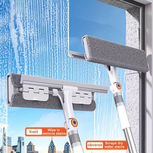 Multi-Functional 2-in-1 Glass Wiper - Stainless Steel & Plastic Window Cleaning Tool - Ideal fo