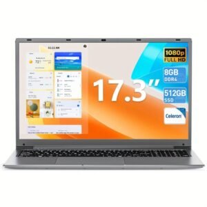 SGIN 17.3" Portable Laptop with Intel Celeron Quad-Core Processor, 8GB DDR4 RAM, 512GB SSD