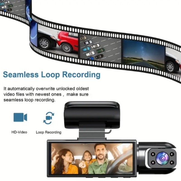 Dash Cam for Cars, Dual Camera Front 1080P and Inside 720P, with IR Night Vision, Loop Recording and 3.16 Inch IPS Screen, Dual Lens Car Dashboard Video Cam (without SD Card) - Image 2
