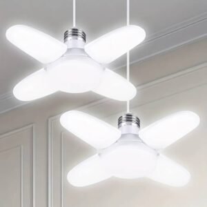 28W Mini LED Garage Light Bulb with 4 Adjustable Panels, E26/E27 Base, High Brightness 6500K
