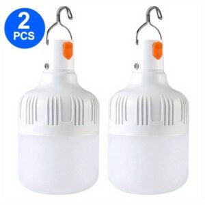 2pcs Smart Rechargeable USB LED Bulbs with Hook, 3 Lighting Modes (Bright/Dim/Red Light),