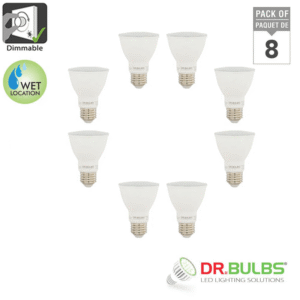 8-Pack PAR20 7W (50W Equivalent) 5000K Bright White Dimmable LED Bulbs, Wet Location Rated