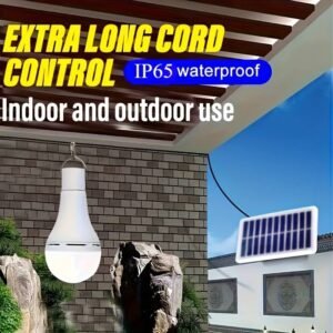 Solar-Powered Emergency Light Bulb, Remote Controlled,, Portable Installation for Camping