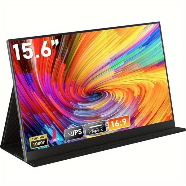 1080P FHD Portable Monitor with USB-C, IPS HDR, Smart Cover, Dual Speaker and Laptop