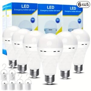 2/4/6pcs Keso Emergency Rechargeable Light Bulbs, Battery Operated Backup Light Bulb for Pow