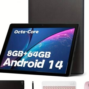 ANMESC Android 14 Comes With A Laptop Bag For Tablets, A 10.1-inch Black Tablet, Octa-core
