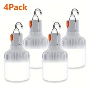 Set of 4 Rechargeable LED Bulbs, Ideal for Emergency Lighting, Decorative Purposes, Featuring Bu
