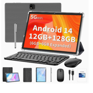 [Android Tablet] RELNDOO 2in1 Android Tablet with Keyboard | 10 Inch Android 14 Tablet, 12(6+6