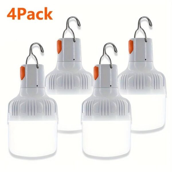 Set of 4 Rechargeable LED Bulbs, Ideal for Emergency Lighting, Decorative Purposes, Featuring Bu