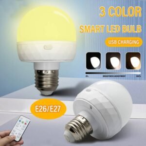 Rechargeable Smart LED Light Bulb, E26/E27 Base Bulb with Remote Control Adjustable Color