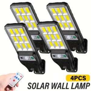 4pcs 9COB Outdoor Solar Light with Solar Sensor Wall Sconce, Intelligent Light Control, Street Lig