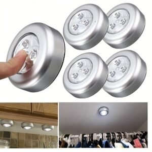 Set of 3 Or 5 LED Touch-Activated Round Lights, Featuring 3 Leds Each, Designed for Cordless
