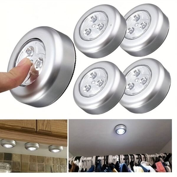 Set of 3 Or 5 LED Touch-Activated Round Lights, Featuring 3 Leds Each, Designed for Cordless