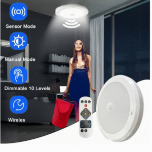 1 set of 3 lighting modes dimmable magnetic smart lamp, remote control disc bedroom human b