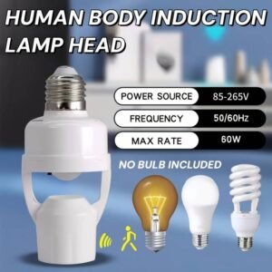 1pc PIR Motion Sensor E27 Socket Converter Lamp Base Holder AC85-265V 60W with Light